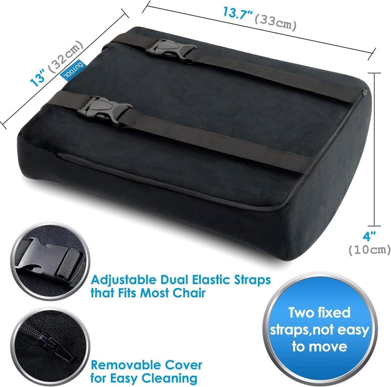 QUTOOL Memory Foam Seat Cushion & Lumbar Support Pillow for Office Chair Car Wheelchair Orthopedic Chair Pad and Back Cushion with Adjustable Straps for Lower Back, Tailbone, Sciatica, Hip Pain Relief - Image 4